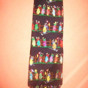 Alynn Neckware Men's Tie Vintage Golf Bags Dark Blue NWT